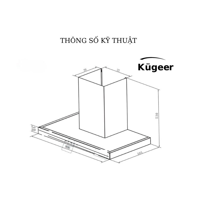 Máy hút mùi Inox chữ T Kugeer KG-DR748S (Vuông vức sang trọng)