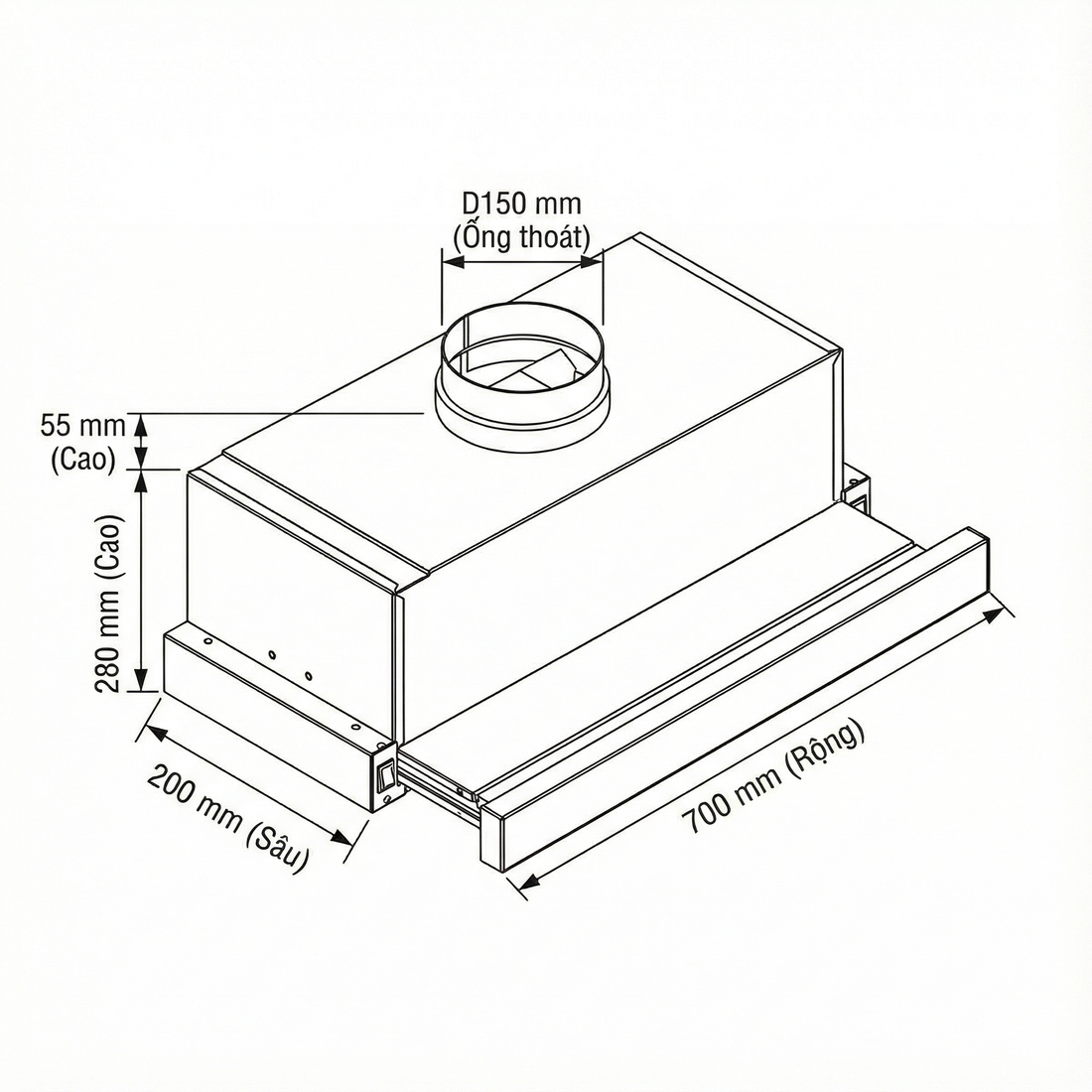 Máy hút mùi âm tủ KF TL700ST
