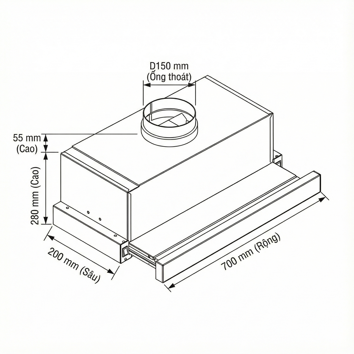 Máy hút mùi âm tủ KF TL700ST