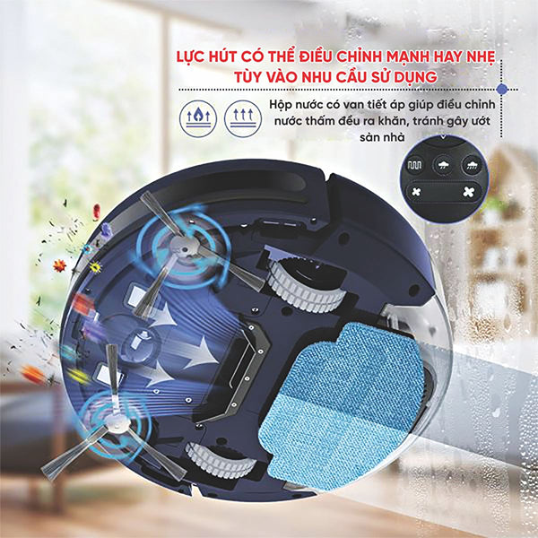 Robot hút bụi lau nhà Hubert HB-D68-B